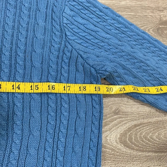 Vintage Wainscot Petites 100% Cotton Crew Neck Cable Knit Sweater Blue S - Picture 9 of 14
